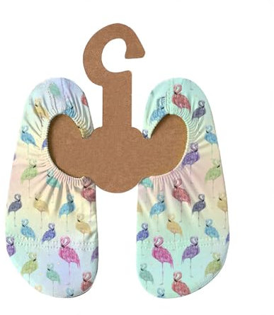 Slipstop Kinder Strandschuhe Anti Rutsch Sport Schuhe Schwimmschuhe Badeschuhe Urlaub Yoga für Mädchen Flamenco - mit Flamingos Sonnenschutzfaktor 50+, Gr. 21-23
