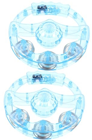 JOINPAYA 2 Stück Flash Rassel Jingles Rumba Shaker Tamburine Musiktrommel Set Handglocke Doppelinstrumente Blinkende Rhythmische Kugel Gefälligkeiten Tamburin Mit Lichtern LED Tamburin