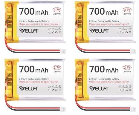 YELUFT 4 Stück 3,7 V 700 mAh Lithium Polymer Akku 1S 1C 603040 Wiederaufladbare Batterie mit Schutzplatine und PH 1,25 Stecker für Mesh Node T114, ESP32-Entwicklungsboard, Elektronische Geräte