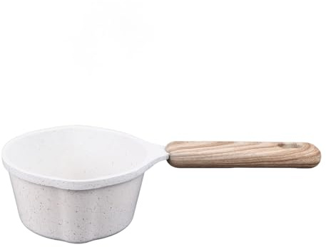 Fictory Sartén de cocina antiadherente, olla de piedra médica con boquillas de vertido, fácil de verter aceite y leche, diseño profundo para freír, color blanco