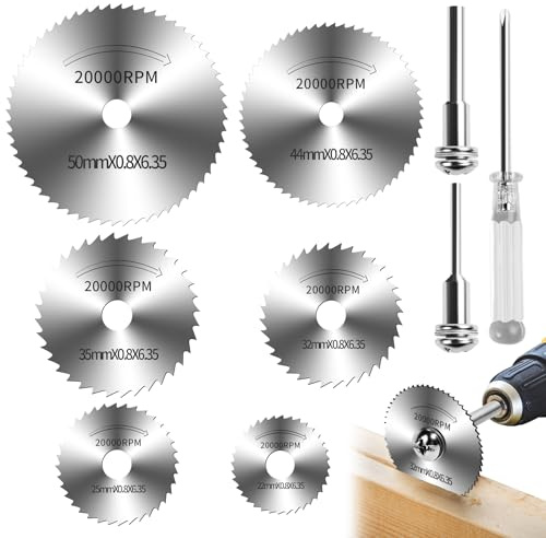 9pcs Drill Cutting Wheel and Saw Bit Set - 1/4 Inch Hex Shank Rotary Tool Attachment for Metal, Wood, Plastic