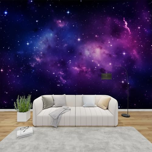 MMYAOKEN Tapete Galaxie Fototapete Lila Sternenhimmel Weltraum Wandtapete Wohnzimmer Schlafzimmer Kinderzimmer Moderne Tapeten Vliestapete Universum Wanddeko 400 x 280 cm (B x H)