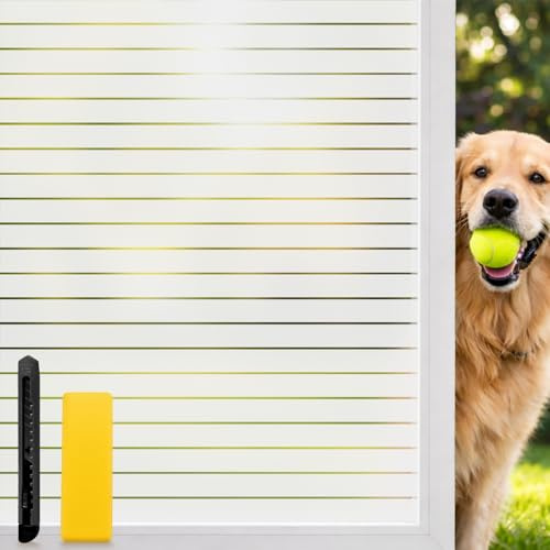 Aurathon Fensterfolie Blickdicht Streifen Sichtschutzfolie Fenster mit Montagematerial 90 x 200 cm Effektiver Sichtschutz Anti-UV Statische für Schlafzimmer, Büro, Wohnzimmer