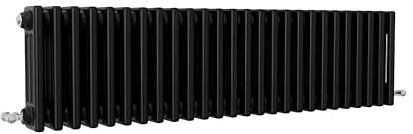 SLINE SANITARY Traditional 3 Column Cast Iron Style Radiator Horizontal Black 300x1190mm