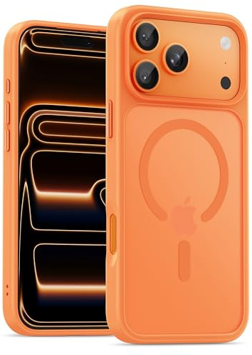 UNBREAKcable für iPhone 17 Pro Hülle für MagSafe, Vollständiger Kameraschutz, Eingebauter Magnetring, Stoßfest Kratzfest Transluzente Matt Handyhülle für iPhone 17 Pro Case 6,3 Zoll, Orange