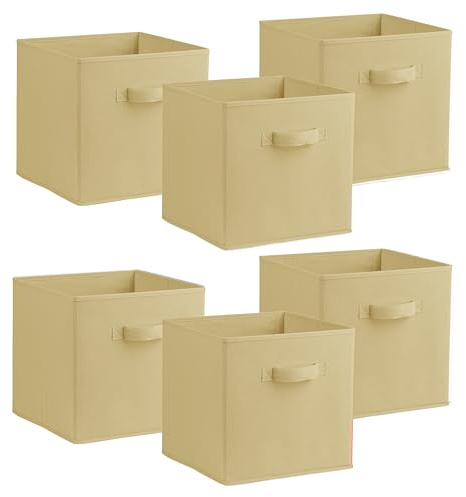 simpa Urban Living Multi Purpose 31cm Cubic Storage Box Collapsible Organiser Storage Cube Basket Bin for Clothes, Toys, Books, DVDs, Bedding, Towels and More (Cream)