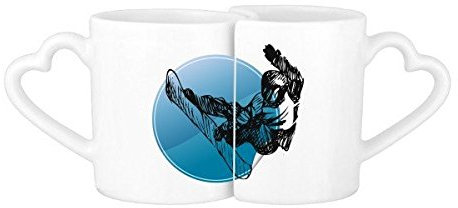 DIYthinker Wintersport Skifahren Ski und Schuhe Aquarell Illustration Muster-Liebhaber Becher-Liebhaber Tassen Set weiße Keramik Keramik-Cup Milch Kaffeetasse mit Henkel