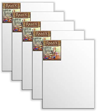 Ramix 5er Set 50x40 cm Leinwand Keilrahmen Weiß Stabilen Viele Größen