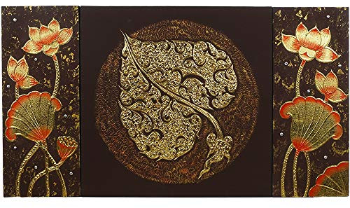 Thai Strukturbild Braun mit Blattgold - Gemälde, traditionelle Kunst aus Thailand (No. 10)