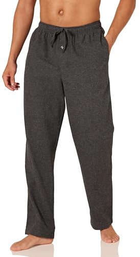 Amazon Essentials Pantalon de Pyjama Respirant en Flanelle (Disponible en Grandes Tailles et Grandes Longueurs) Homme, Charbon Chiné, XL