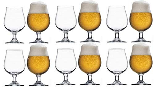 Stölzle Lausitz 0,4l Biertulpe, Serie Berlin, 500 ml, 12er Set, Biergläser, Bierschwenker, hochwertige Qualität, spülmaschinenfest + Gratis 4er Set EKM Living Edelstahl Trinkhalme