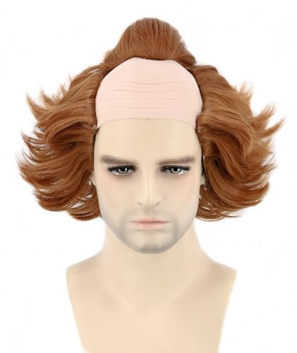 Topcosplay Perücke Herren Clown Perücke Cosplay Perücke mit Stirn-Glatze für Halloween Fasching Karneval (Herren)