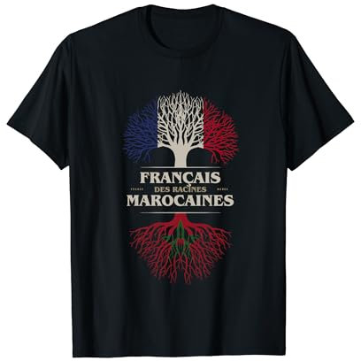 Français Des Racines Marocaines Arbre Vie Maroc Drapeau T-Shirt