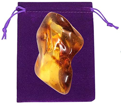 BERNSTEIN Trommelstein Schmeichelstein Edelstein schön klar bauchig golden durchscheinend ca. 3-4cm Fundort Ostsee mit Täschchen. 60072-7