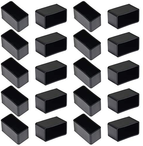 Bonsicoky 20 Stück rechteckige Gummi-Möbelbeinkappen (1,9 x 3,8 cm), Vinyl, Flexible Stuhlbein-Bodenschoner für Terrasse, Innenbereich, Stuhl, Tisch, Bett, 19 x 39 mm