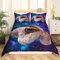 Loussiesd Faultier Bettbezug Set 3D Lustige Tiergalaxie Faultier Bettwäsche Set 135x200cm Chic Lila Blau Sternenhimmel Betten Set Für Kinder Jungen Mädchen Weltraum Milchstraße Schlafzimmer Dekor