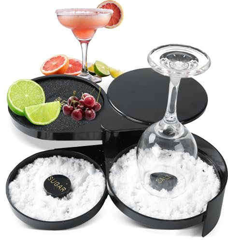 NATGAI Outil de barman à cocktail en verre à margarita 3 étages avec bord en sel citron vert