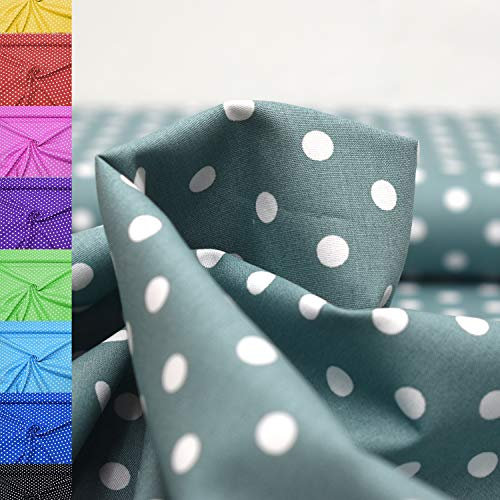 MAGAM-Stoffe Amelie Punkte Baumwollstoff Oeko-Tex Meterware 50cm (08. Alt-Mint)