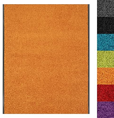 Schmutzfangmatte Use&Wash - Türmatte Sauberlaufmatte Fußabtreter - Fussmatte Teppich - für Flur Eingang Eingangsbereich - rutschfest & waschbar - in vielen Farben (200 x 1000 cm, Orange 107)
