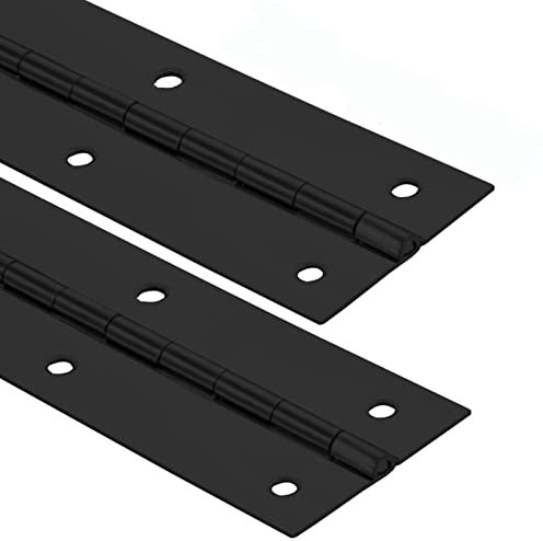 2Pack Heavy Duty Piano Hinge, 2 Open Width x 20 Continuous & Piano Hinges, 0.06” Thick Stainless Steel Piano Hinge with Holes, Black Stainless Furniture Hinges for Cabinet Door Cases Woodworking