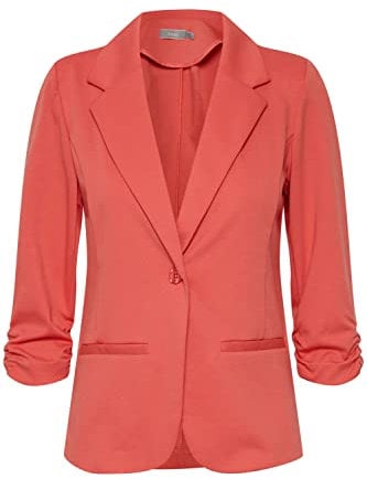 fransa FRZablazer Damen Blazer Kurzblazer Jacke mit Stretch Geraffte Ärmel mit Taschen, Größe:XL, Farbe:Rose of Sharon (171635)