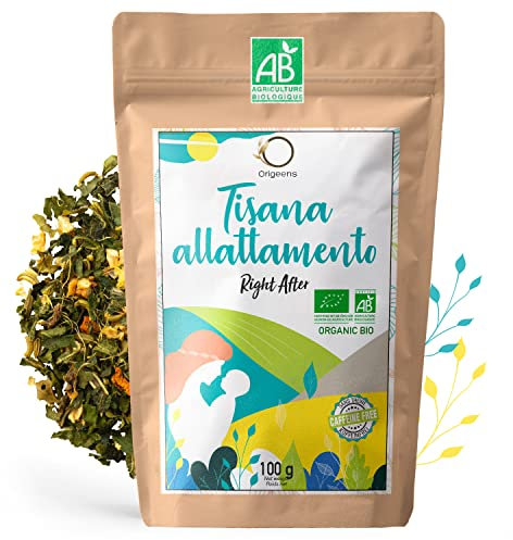 ORIGEENS TISANA ALLATTAMENTO BÉBÉ BIO 100 g | Infuso Bio lattazione e digestione | Caldo o come tè freddo | Tisana Fieno Greco, Zenzero, Curcuma e Limone, Ortica, Moringa