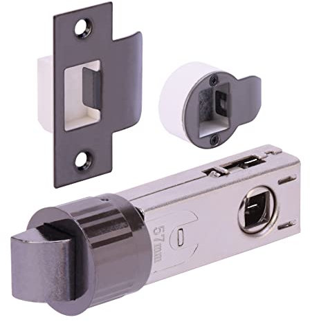 HANDLEZONE® 76mm Passage Bullet Latch, Round Designer Mortice Latch, Catch for Internal Timber Doors - Black Nickel - 57mm Backset