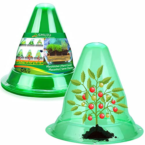 【10 Stück】 Garten Cloches für Pflanzen, große Pflanzenabdeckungen, Pflanzenschutz, transparente Glocke, Glas, zum Schutz von Pflanzen vor Vögeln, 26.9 cm Dx24.9 cm H, grün (10 Stück) PCS(Groß) ))