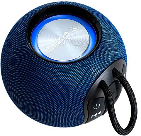 Ibiza - BOOMY - Altoparlante rotondo portatile a batteria da 2,5 Bluetooth a 360° con anelli luminosi a LED e funzione TWS - Blu notte