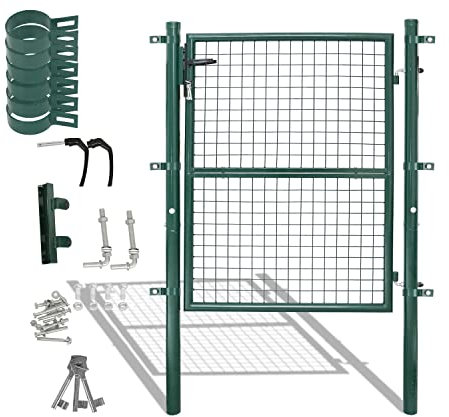 Ansobea Portail de jardin verte 150 x 100 cm avec serrure - Porte de clôture pour jardin - Clôture en treillis