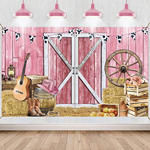 Western-Cowgirl-Banner, Cowgirl-Party-Dekoration, Hintergrund, rustikales Holzhaus, Scheune, Fotografie-Hintergrund für Kinder, Mädchen, Baby, Geburtstag, Babyparty, Fotokabine, Western-Partyzubehör