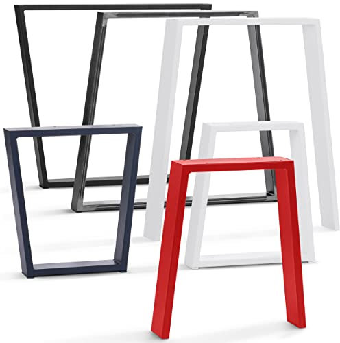 HOLZBRINK Tischbeine Metall Rohstahl mit Klarlack | Gestell Trapez für Schreibtisch, Esstisch, Couchtisch, Bank | 60/80x72cm | Profil 100x20mm | Schreibtischbeine, Bankbeine Open-Form | 1 Stück