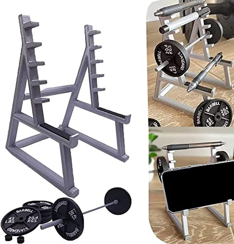 Squat Rack Stifthalter – Schreibtisch-Organizer, Funny Barbell Rack Pen Holder, Unique Mini Squat Rack Ornaments with Barbells and Weights, Fun Gifts for Fitness Lovers Women Men.