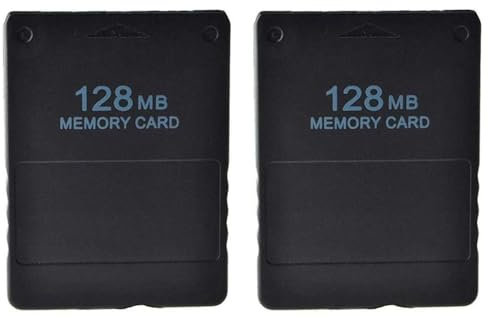 Gamer Gear 128MB PS2 Memory Card storage compatible with the classic PlayStation 2, PS2 (PS2 games only). High Speed Black Game saving storage accessory 2 Pack