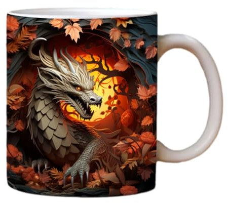 Qumiuu 2024 tazza da caffè con segno zodiacale cinese drago | 2024 tazze con motivo drago, 325 ml, per amanti del caffè, latte e del tè, regalo con segno ale