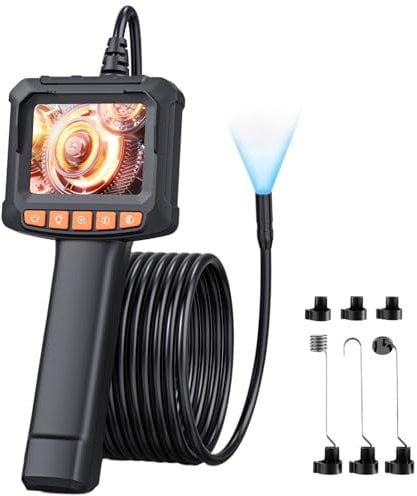 Hopefox Endoscope Inspection Camera, 2.4'' IPS Screen Borescope With 8 LED Lights, IP67 Waterproof, 1080P HD Snake Camera, 16.4FT Semi-Rigid Cable, Gadgets for Men