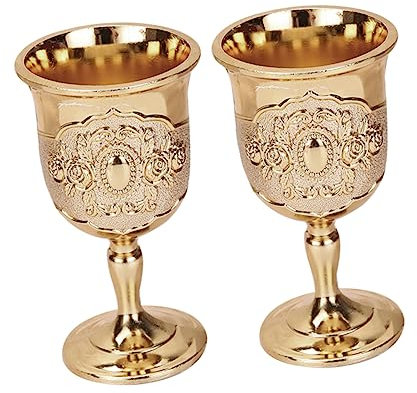 Mikinona 2 Stück Vintage Kelch Party Weinbecher Exquisiter Weinkelch Whisky Kelch Rotweinhalter Retro Stil Kelch Rotweinbecher Zarter Weinbecher Sektbecher Retro Weinbecher