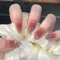 Pure Handmade Nails Press on Nail Reusable Fake Nails Short Long Medium Stick on Nails French Tip False Nails 10pcs with Jelly Adhesive Tabs Nail File Cuticle Stick Storage Box (S, Q170)