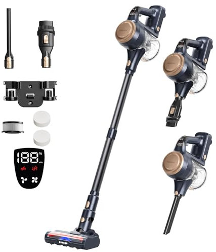 Proscenic P11 Lite Aspiradora sin Cable Ligera, Antienredos para Mascotas, 35 Mins, Batería Extraíble, Pantalla Táctil, para Alfombras/Suelos Duros