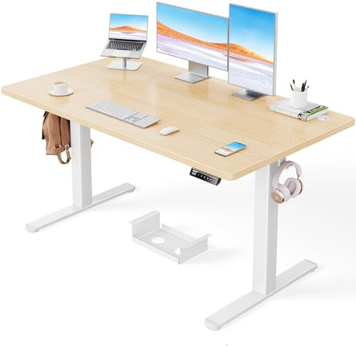 ErGear Electric Standing Desk-140 x 80 cm-100kg Load Capacity Height Adjustable Desk with Advanced Brushless Motor, Quiet Operation, Sturdy Metal Frame