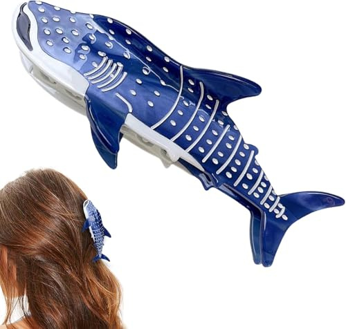 Blaue Haifisch-Wal-Klauen-Clips, einzigartige Ozean-Tier-Haarspangen, Zelluloseacetat, große Haarspangen, niedlich, modisch, rutschfest, Haarschmuck für Frauen und Mädchen, dickes und dünnes Haar