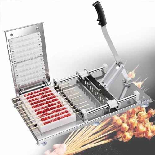 Machine à brochettes en bambou pour barbecue – Facile à utiliser et efficace – Machine à brochettes de viande manuelle – Machine à kebab de mouton