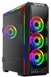 GAMDIAS E-ATX Mid-Tower Gaming PC Case with 3X 120mm ARGB Fans, Tempered Glass Side Panel, Swing Door, PSU Shroud, ATX Support, Desktop Computer Case for RGB Builds TALOS P1A