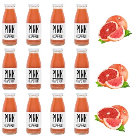 PRESSUICE Fresh Pink Grapefruit Juice not from concentrate | 12 bottles pack x 250 ml Fruit Juices NFC | Pressed Grapefruit Semi Sweet Drink | No added Sugar | Natural Sugar Free Press