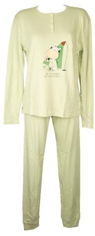 CRAZY FARM Pigiama Donna Cotone Invernale Interlock Manica Lunga Collo Serafino Articolo: 15964, 3018 L.Green, L