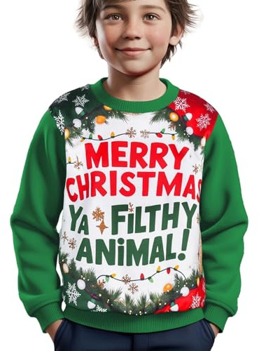 A2Z 4 Kids Girls Boys Merry Christmas Ya Filthy Animal Jumper Comfortable Pullover Long Sleeves Hoodies Top Xmas Festive Holiday Crew Neck Sweatshirt For Age 5-13 Years