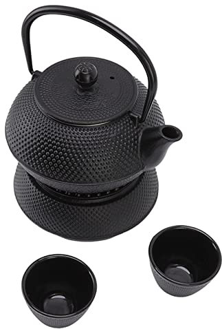 Service à thé Japonais, Bouilloire en Fonte pour Poêle à Bois avec Réchaud, Passoire et Tapis