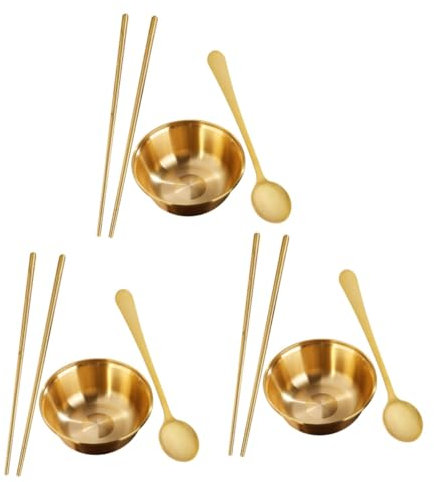 Cabilock 3ensembles Vaisselle Laiton Bol Cuillère Et Pour Salades Et Desserts Vaisselle Maison Et