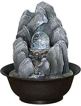 LJHFG63KUYT Table fountain Indoor Zen Table Top Water Fountain Waterfall with Rotatable Ball for Table Desk Office Home Bedroom Relaxation 10.6 Inch Desktop Size Fountains