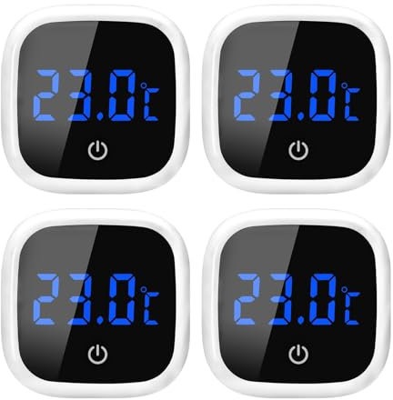 4er Set Aquarium-Thermometer mit Hochpräzisionssensor und LED-Anzeige für Fischbehälter, Süßwasser- und Meerwasser-Aquarien | Mini-Digital Thermometer für Aquarien & Fischbehälter
